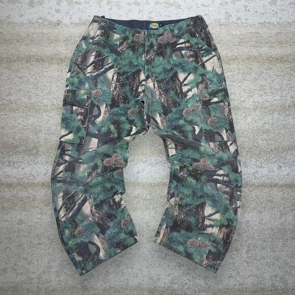 Vintage Cabelas Hunting Camo Tactical Pants Baggy Fit Cargos Crazy Woodland 90s - Picture 2 of 4
